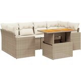Maison Chic Seti vrtnega pohištva - Vrtna garnitura - Vrtni pohištvo set 7-delna z blazinami bež poli ratan, (21807733) | Shoptok.si