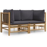 Maison Chic Vrtni kotni kavč - Zunanji kavč 2 kosa s temno sivimi blazinami bambus, (22041059) | Shoptok.si
