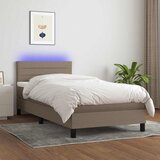  box spring s madracem LED smeđesivi 80 x 200 cm tkanina | shoptok.hr