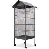  Ptičja Kletka s Streho Jeklo Črne Barve 66x66x155 cm | Shoptok.si
