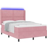 vidaXL Box Spring postelja z vzmetnico in LED roza 160x200 cm žamet, (22048900) | Shoptok.si