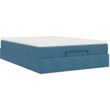 vidaXL Otomanska postelja z vzmetnico temno modra 140x190cm žamet | Shoptok.si