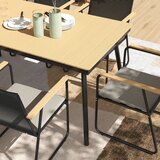  7-dijelni metalni blagovaonski set za 6 osoba blagovaonski stol sa 6 stolica blagovaonski set prirodno drvo + crna boja | shoptok.hr