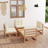 The Living Store Vrtna sedežna garnitura 5-delna z blazinami trdna borovina - Vrtna Sedežna Garnitura, (21425831) | Shoptok.si