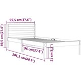  Posteljni okvir iz trdne borovine 90x200 cm, (20601685) | Shoptok.si