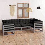  Sedežna garnitura 6-delna z blazinami siva borovina | Shoptok.si