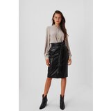 Marisse Faux Leather Pencil Skirt Z-Sc-3616 Black Cene