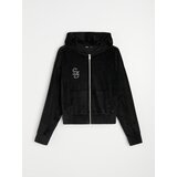 Sinsay Baršunasta hoodie majica s bižuternom aplikacijom | shoptok.hr