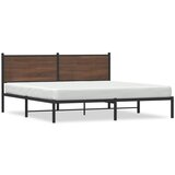 Furnova Kovinski posteljni okvir brez vzmetnice rjavi hrast 183x213 cm, (21940118) | Shoptok.si