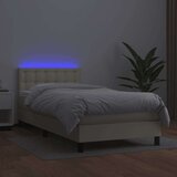 vidaXL Krevet box spring s madracem LED krem 100x200cm od umjetne kože | shoptok.hr