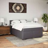 vidaXL Box spring postelja z vzmetnico siva 140x200 cm umetno usnje | Shoptok.si