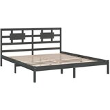  Posteljni okvir siv iz trdnega lesa 200x200 cm, (20644203) | Shoptok.si