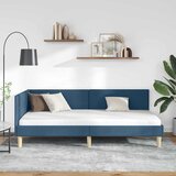 Kutni okvir kreveta Plava 90 cm x 190 cm Tkanina i šperploča | shoptok.hr