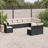  10-dijelni set vrtnih sofa s jastucima crni od poliratana | shoptok.hr