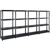 vidaXL Regal s policami 4-nadstropni črn 244x30,5x130 cm plastika Cene