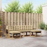  Set vanjskih sofa 6 kom. Bijela i bež Smeđa 249 x 122,5 x 73 cm | Shoptok.si