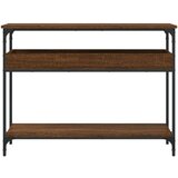 vidaXL Konzolna mizica s polico rjavi hrast 100x29x75 cm inž. les | Shoptok.si