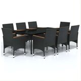  9-dijelni vrtni blagovaonski set s jastucima crni | shoptok.hr