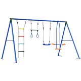  Set vanjskih ljuljački Šareni Čelik i PE - Plava Hanging sjedište + trapez + ljestve + ljuljačka | shoptok.hr