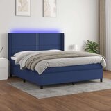  Krevet box spring s madracem LED plavi 160x200 cm od tkanine Cijene
