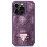 Guess Hrbtni ovitek za iPhone 15 Pro, okrašen z drobnimi kamen?ki, Vijoli?na, (21749262) Cene