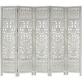 vidaXL sobna pregrada s 5 panela siva 200 x 165 cm masivno drvo manga | shoptok.hr