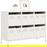 vidaXL Komoda bela 101,5x39x73,5 cm hladno valjano jeklo Cene