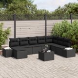 vidaXL 9-delni vrtni sedežni set s blazinami v bež poli ratan | Shoptok.si