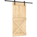  Klizna vrata Prirodna i crna 95 x 210 cm Čvrsta borovina | shoptok.hr