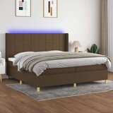  Krevet box spring s madracem LED tamnosmeđi 200x200 cm tkanina | shoptok.hr