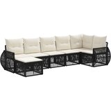 vidaXL Vrtna sedežna garnitura 7 pcs Črna in krem bela poli ratan, (5000270676) | Shoptok.si