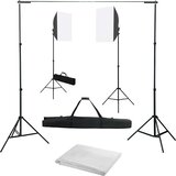  Komplet fotografske opreme sa svjetlima softbox i pozadinom Bijela 600 x 300 cm Cene