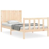  The Living Store Posteljni okvir z vzglavjem 100x200 cm trden les - Posteljni Okvir, (21455865) | Shoptok.si