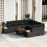 vidaXL 9-dijelni vrtni kauč set s jastučićima crnog poli ratana akacije | shoptok.hr