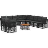  Set vanjskih sofa 12 pcs Crna i tamno siva Poliester - Crna sa stolom | shoptok.hr