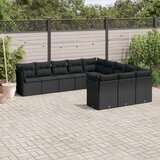 vidaXL 11-dijelni set vrtnih sofa od poliratana s jastucima crni | shoptok.hr