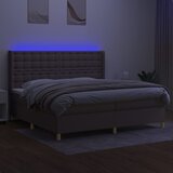  box spring s madracem LED smeđesivi 200x200 cm tkanina | shoptok.hr