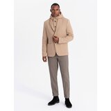 Ombre Men's jacket with high collar and hood - light brown | Eponuda.ba
