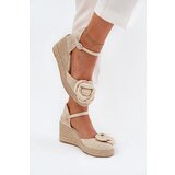 Boto Women's Wedge Sandals With Braiding And Crocheted Flower Beige Ismilea | shoptok.hr