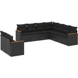 Maison Chic Seti vrtnega pohištva - Vrtna garnitura - Vrtni pohištvo set 9-delna z blazinami črn poli ratan, (21804320) | Shoptok.si