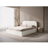 Micadoni Kremno bela oblazinjena zakonska postelja s prostorom za shranjevanje/brez vzglavja z letvenim dnom 160x200 cm Susan – | Shoptok.si