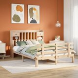 Krevet s regalom za knjige bez madraca 140x190 cm od borovine u