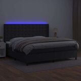  Box spring postelja z vzmetnico LED črna 200x200cm umetno usnje, (20724962) | Shoptok.si