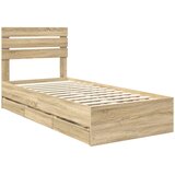  Krevetna konstrukcija Sonoma hrast 75 x 190 cm Inženjersko Drvo Smeđa 196 x 78 x 100 cm | Shoptok.si