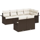 vidaXL 7-delni vrtni kavč set z blazinami Rjava Poli Ratan, (22094129) | Shoptok.si