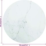 vidaXL Stolna ploča bijela Ø 70 x 0,8 cm staklo s mramornim uzorkom | shoptok.hr
