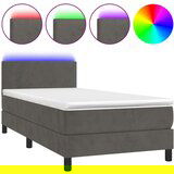  Box spring s madracem LED tamnosivi 90x200 cm baršun | shoptok.hr