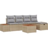 vidaXL Set vrtnog kauča od 6 komada s jastučićima, bež poli ratana | shoptok.hr