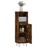 vidaXL Kopalniška omarica dimljeni hrast 30x30x100 cm inženirski les | Shoptok.si