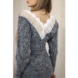 Kesi Women's dress with 3/4 sleeves and lace on the back black melange | shoptok.hr